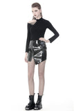 Punk shinning irregular PU short skirt KW160 - Gothlolibeauty