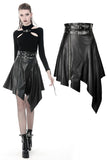 Punk PU leather zippered irregular midi skirt KW164 - Gothlolibeauty