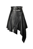 Punk PU leather zippered irregular midi skirt KW164 - Gothlolibeauty