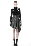 Punk PU leather zippered irregular midi skirt KW164 - Gothlolibeauty