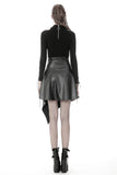 Punk PU leather zippered irregular midi skirt KW164 - Gothlolibeauty