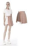 Pink checked hollow out pleated short skirt KW171 - Gothlolibeauty