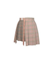 Pink checked hollow out pleated short skirt KW171 - Gothlolibeauty