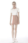 Pink checked hollow out pleated short skirt KW171 - Gothlolibeauty