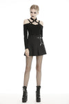 Punk metal chain decorative pleated mini skirt KW182