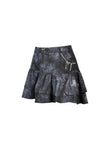 Punk tiepins tie-dyed short skirt KW190