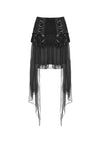 Gothic lace up velvet mesh high-low skirt KW196