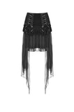 Gothic lace up velvet mesh high-low skirt KW196