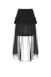 Gothic lace up velvet mesh high-low skirt KW196