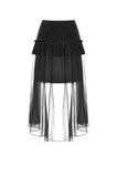 Gothic lace up velvet mesh high-low skirt KW196