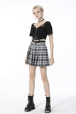 Punk easy match black white contrast pleated mini skirt KW200