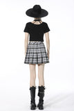 Punk easy match black white contrast pleated mini skirt KW200