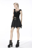 Punk skull tattered pleated mini skirt  KW203