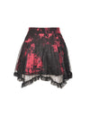 Punk black red tie-dyed covered mesh mini skirt KW207