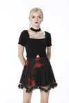 Punk black red tie-dyed covered mesh mini skirt KW207