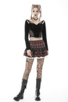 Punk red white plaid mesh sweet cool mini skirt  KW208