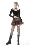 Punk red white plaid mesh sweet cool mini skirt  KW208