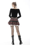 Punk red white plaid mesh sweet cool mini skirt  KW208