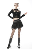 Punk mesh studded flap mini skirt KW210