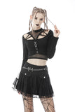 Punk mesh studded flap mini skirt KW210