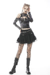 Punk mesh studded flap mini skirt KW210