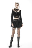 Punk mesh studded flap mini skirt KW210