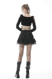 Punk mesh studded flap mini skirt KW210