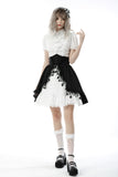 Black white lolita frilly star high waist skirt KW221