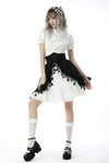 Black white lolita frilly star high waist skirt KW221