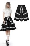 Black lolita white ruffle doll skirt KW223