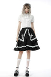 Black lolita white ruffle doll skirt KW223