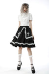 Black lolita white ruffle doll skirt KW223