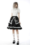 Black lolita white ruffle doll skirt KW223