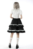 Black lolita white ruffle doll skirt KW223