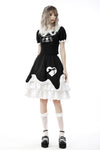 Black white lolita frilly chocolate heart skirt KW226