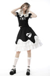 Black white lolita frilly chocolate heart skirt KW226