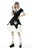 Black white lolita frilly chocolate heart skirt KW226