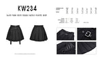 Black punk rock double buckle pleated skirt KW234