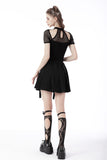 Black punk rock double buckle pleated skirt KW234