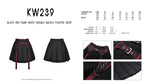 Black red punk rock double buckle pleated skirt KW239