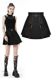 Punk rock high waist pleated hiding red plaid mini skirt KW246