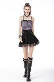 Rock girl studded pleated net mini skirt KW248