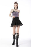 Rock girl studded pleated net mini skirt KW248