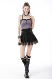 Rock girl studded pleated net mini skirt KW248