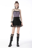 Rock girl studded pleated net mini skirt KW248