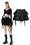 Punk locomotive side zip ragged frilly skirt KW250