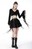 Punk locomotive side zip ragged frilly skirt KW250