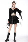 Punk locomotive side zip ragged frilly skirt KW250