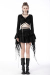 Punk locomotive side zip ragged frilly skirt KW250