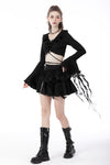 Punk locomotive side zip ragged frilly skirt KW250